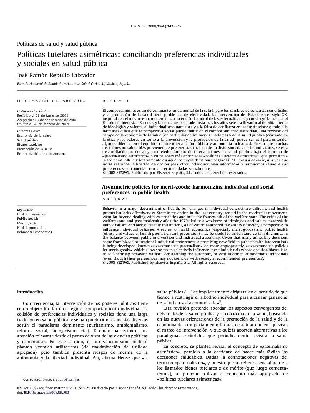 Políticas tutelares asimétricas: conciliando preferencias individuales y sociales en salud pública