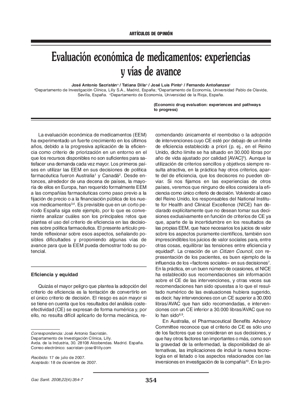 عکس صفحه اول مقاله: Evaluación económica de medicamentos: experiencias y vÃas de avance Evaluación económica de medicamentos: experiencias y vÃas de avance