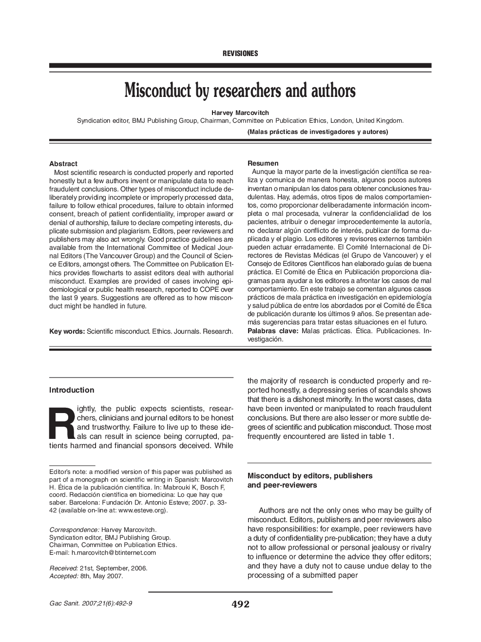 Misconduct by researchers and authors