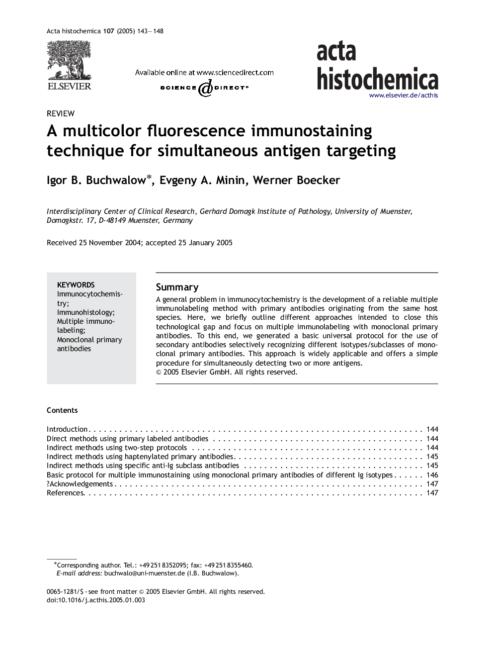 A multicolor fluorescence immunostaining technique for simultaneous antigen targeting