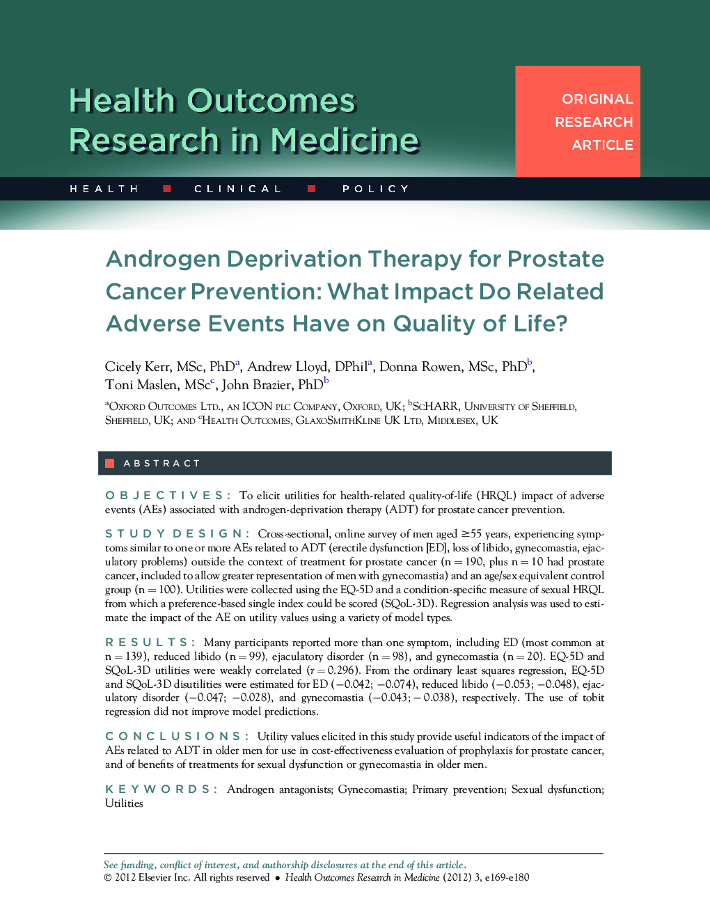 Androgen Deprivation Therapy for Prostate Cancer Prevention: What Impact Do Related Adverse Events Have on Quality of Life? 