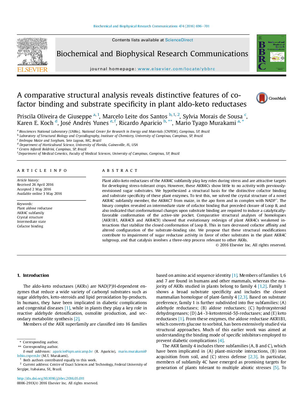 A comparative structural analysis reveals distinctive features of co-factor binding and substrate specificity in plant aldo-keto reductases