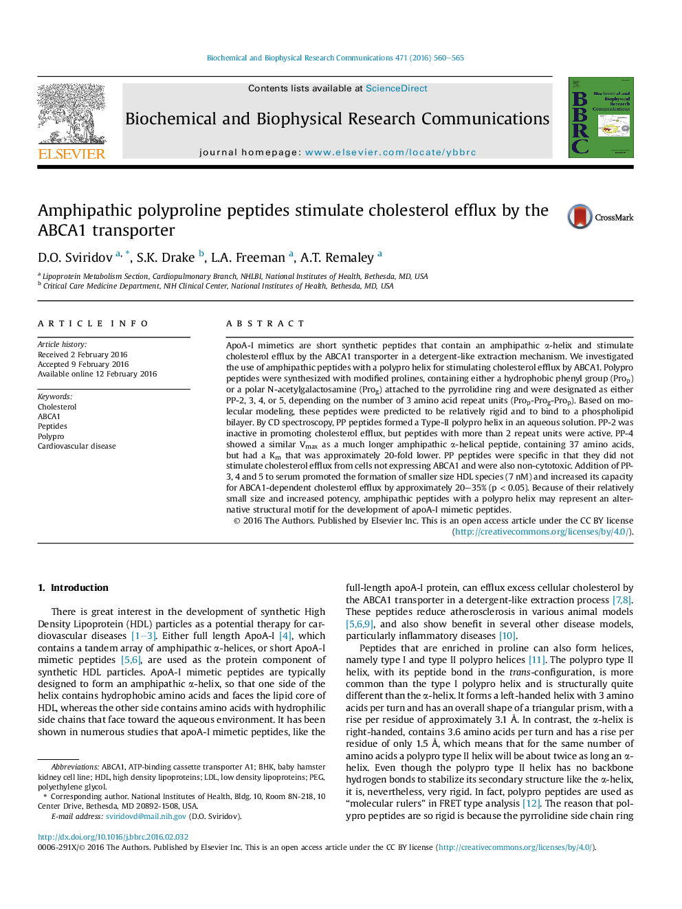 Amphipathic polyproline peptides stimulate cholesterol efflux by the ABCA1 transporter