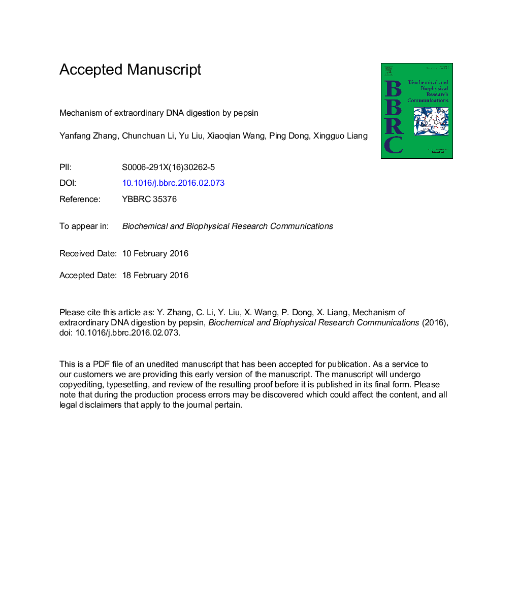 Mechanism of extraordinary DNA digestion by pepsin