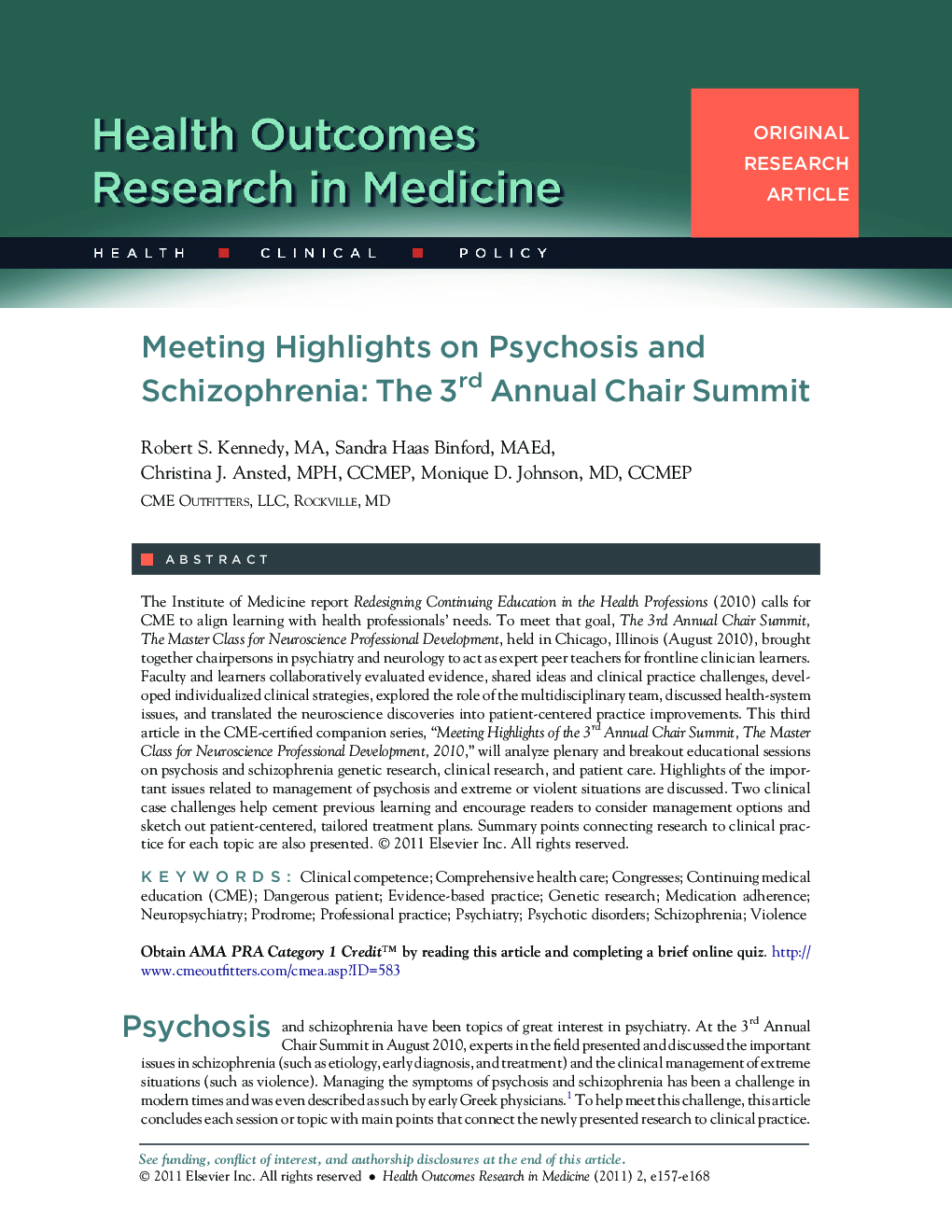 Meeting Highlights on Psychosis and Schizophrenia: The 3rd Annual Chair Summit