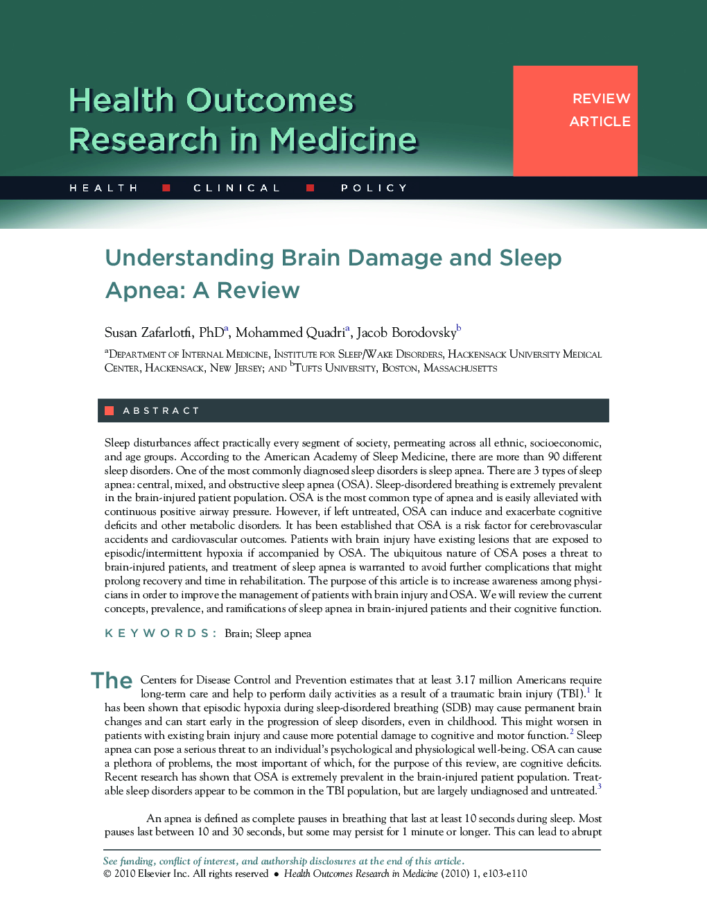 Understanding Brain Damage and Sleep Apnea: A Review