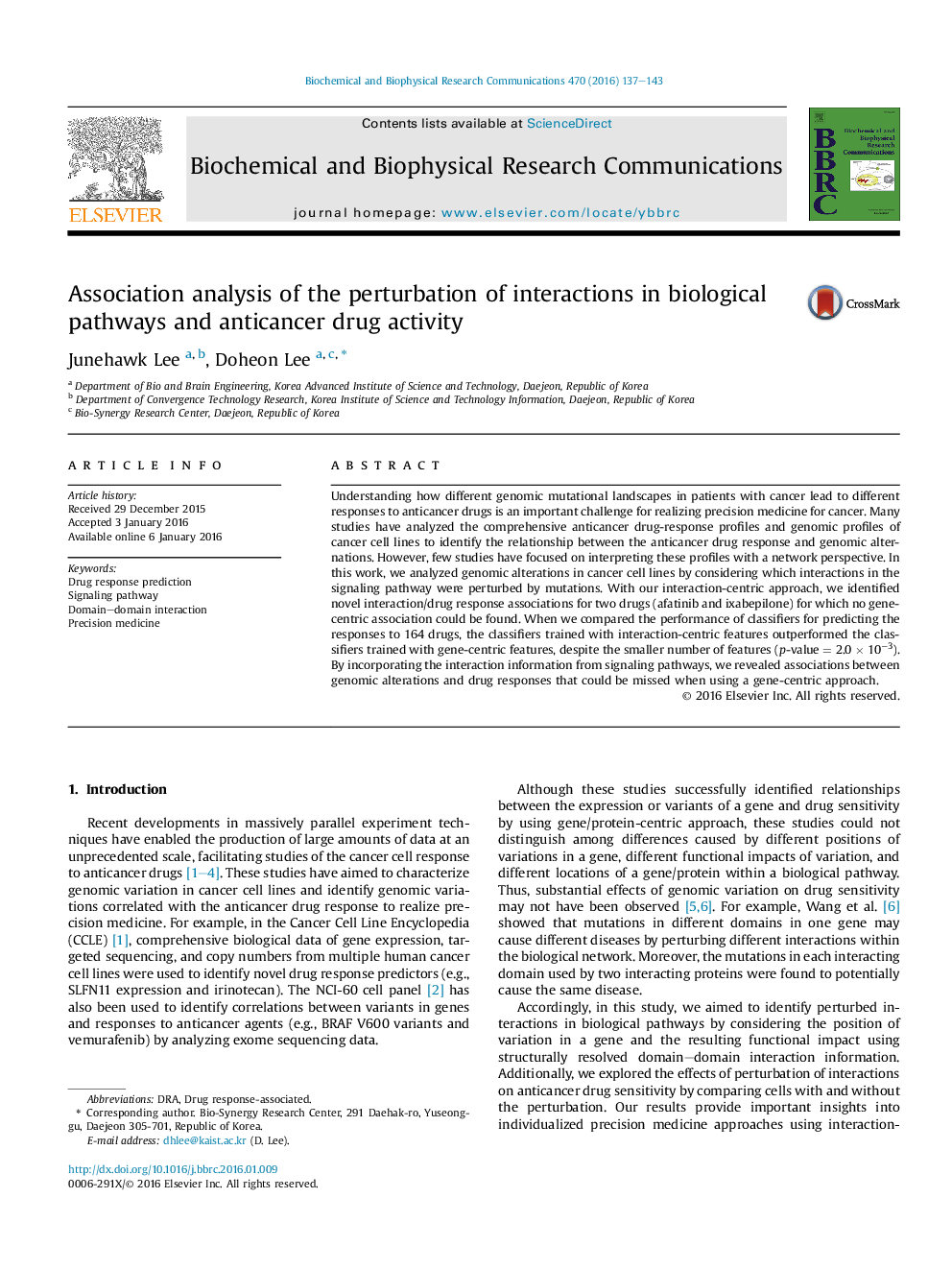 Association analysis of the perturbation of interactions in biological pathways and anticancer drug activity