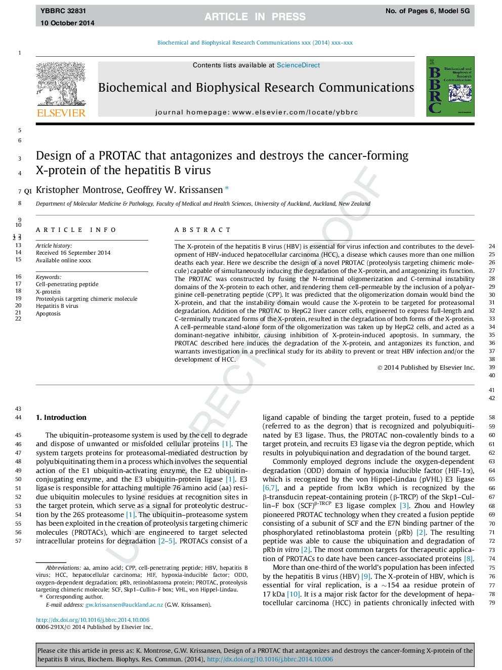 Design of a PROTAC that antagonizes and destroys the cancer-forming X-protein of the hepatitis B virus