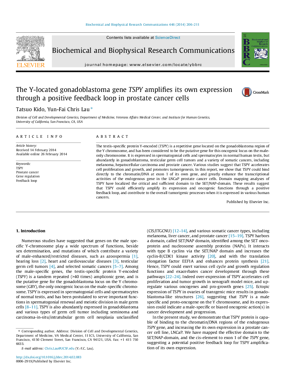 The Y-located gonadoblastoma gene TSPY amplifies its own expression through a positive feedback loop in prostate cancer cells