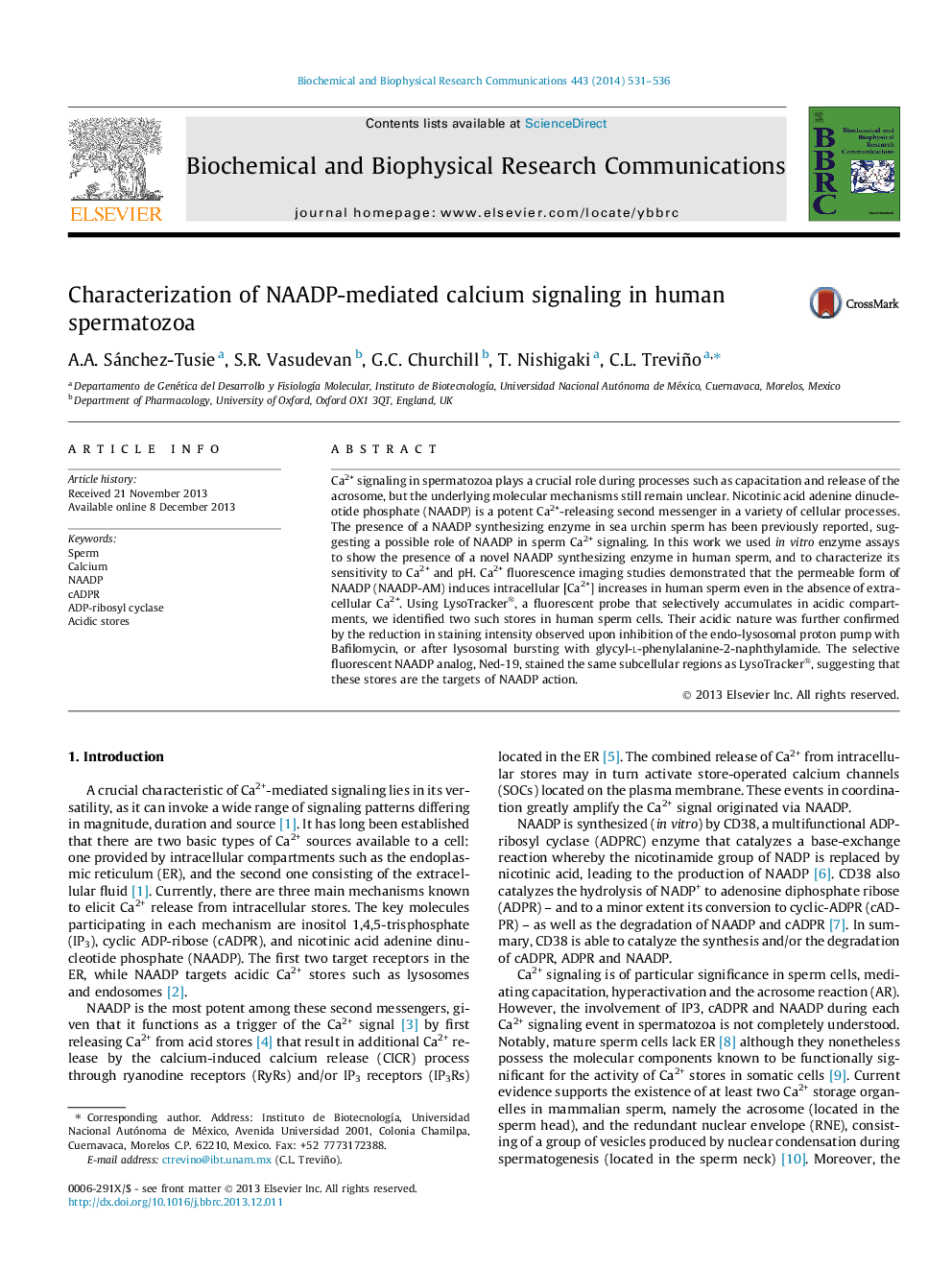 Characterization of NAADP-mediated calcium signaling in human spermatozoa