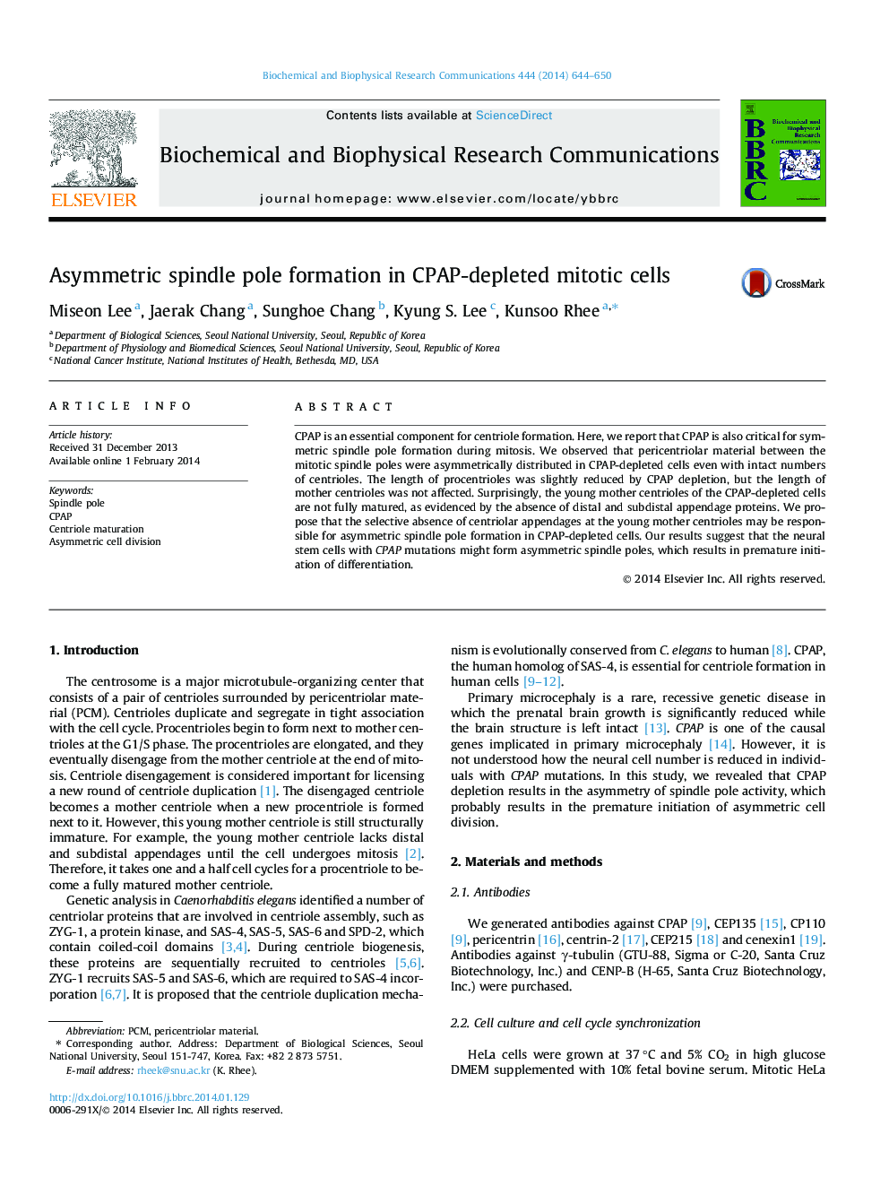 Asymmetric spindle pole formation in CPAP-depleted mitotic cells