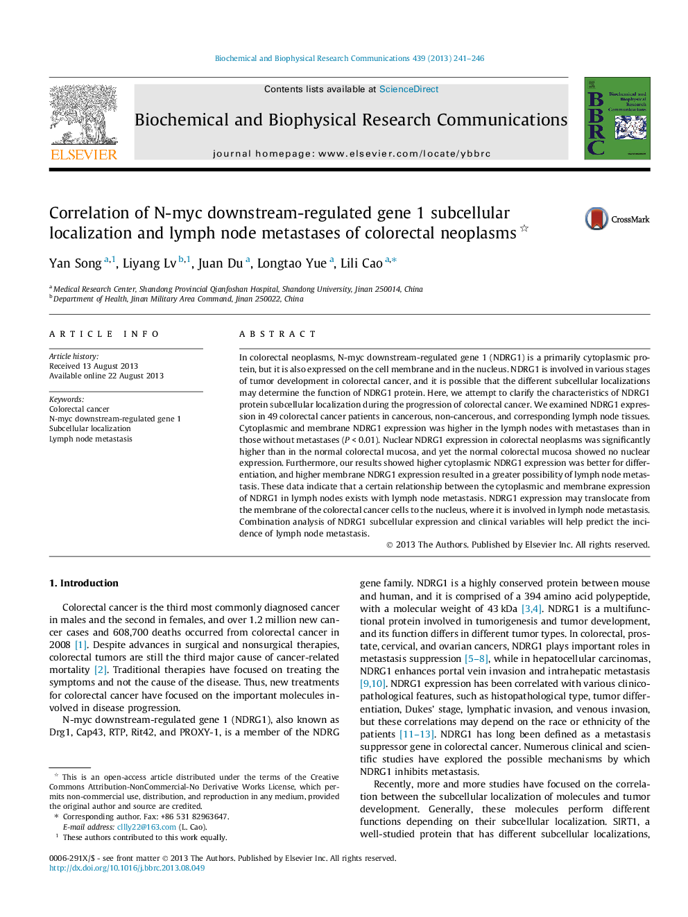 Correlation of N-myc downstream-regulated gene 1 subcellular localization and lymph node metastases of colorectal neoplasms