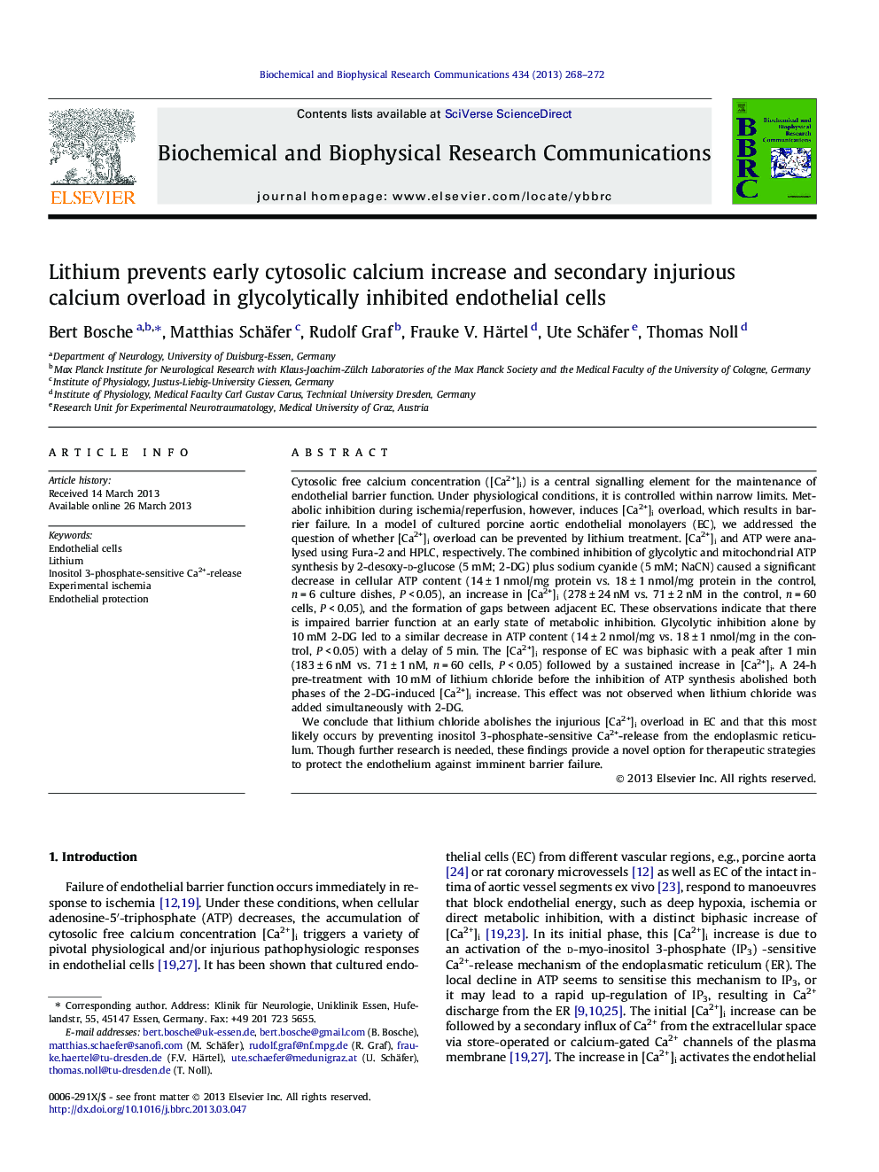 Lithium prevents early cytosolic calcium increase and secondary injurious calcium overload in glycolytically inhibited endothelial cells