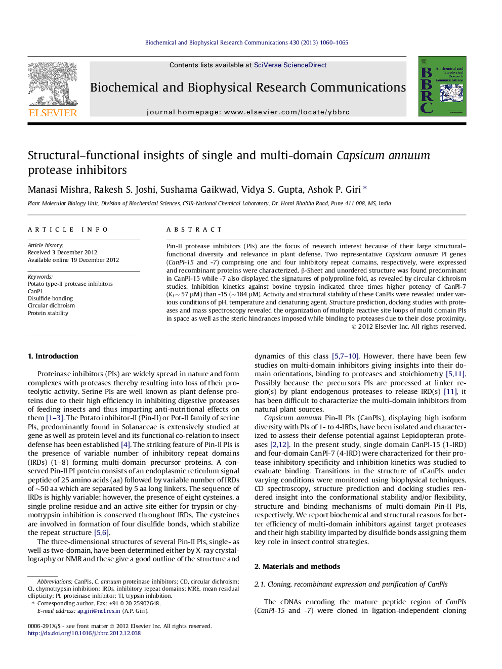 Structural-functional insights of single and multi-domain Capsicum annuum protease inhibitors