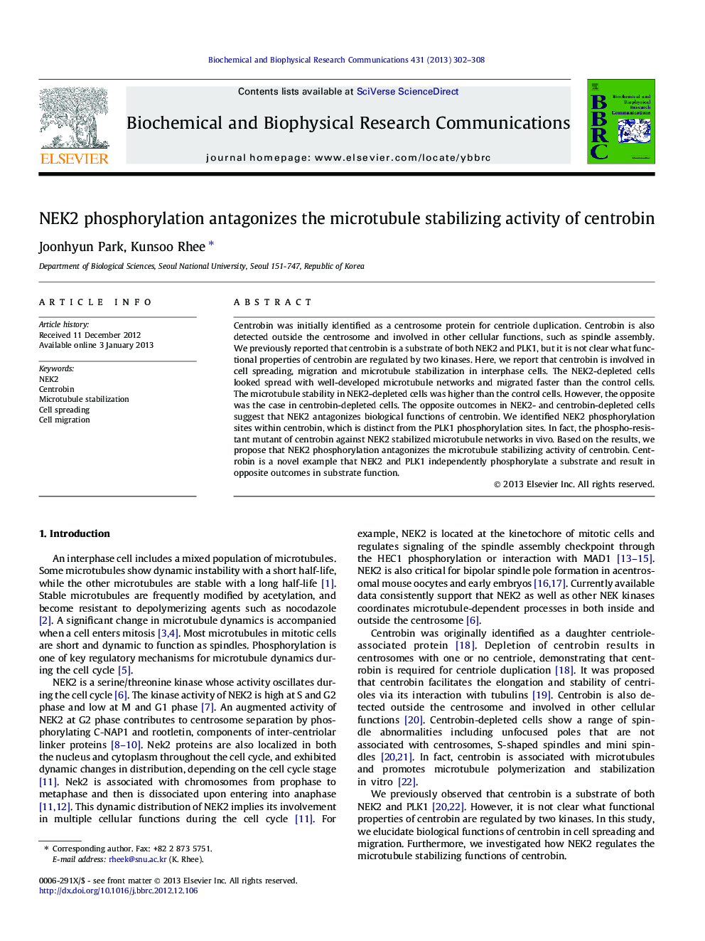 NEK2 phosphorylation antagonizes the microtubule stabilizing activity of centrobin