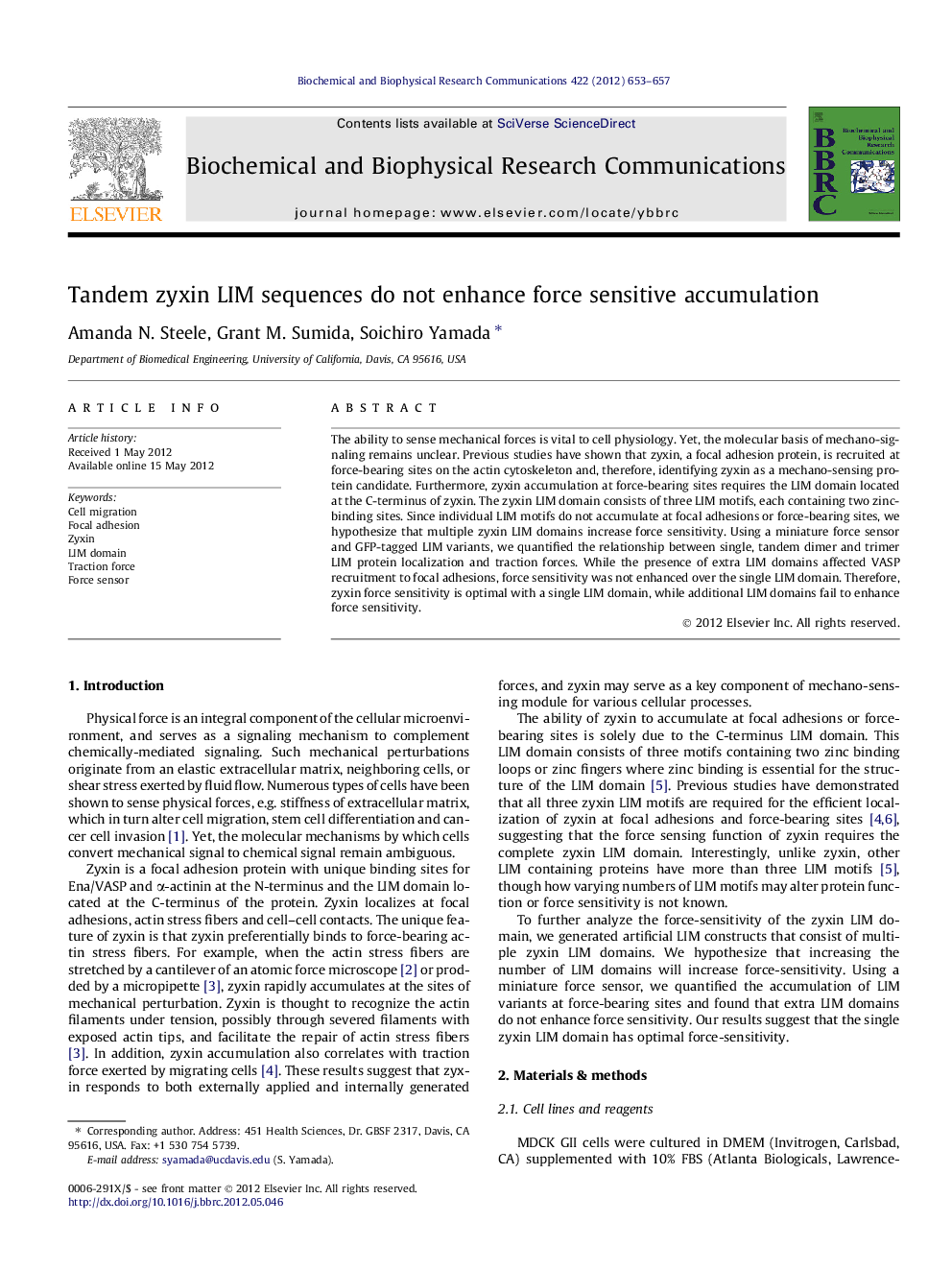 Tandem zyxin LIM sequences do not enhance force sensitive accumulation