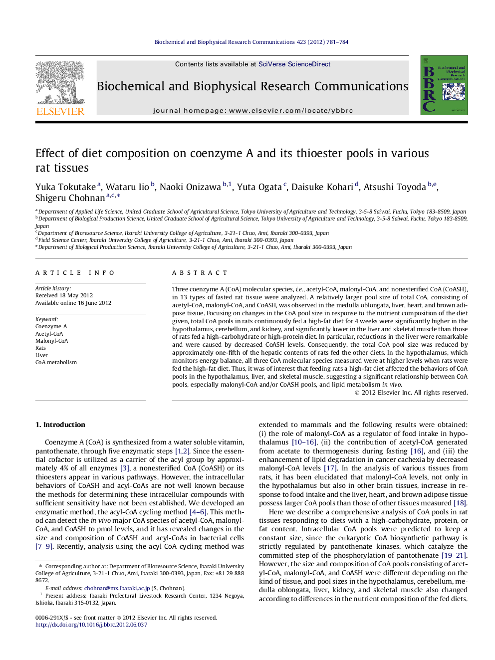 Effect of diet composition on coenzyme A and its thioester pools in various rat tissues