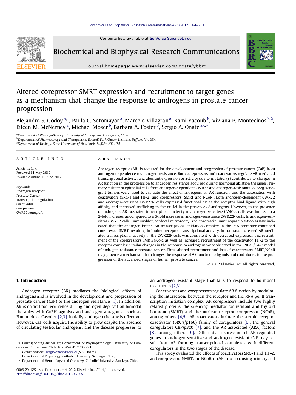 Altered corepressor SMRT expression and recruitment to target genes as a mechanism that change the response to androgens in prostate cancer progression