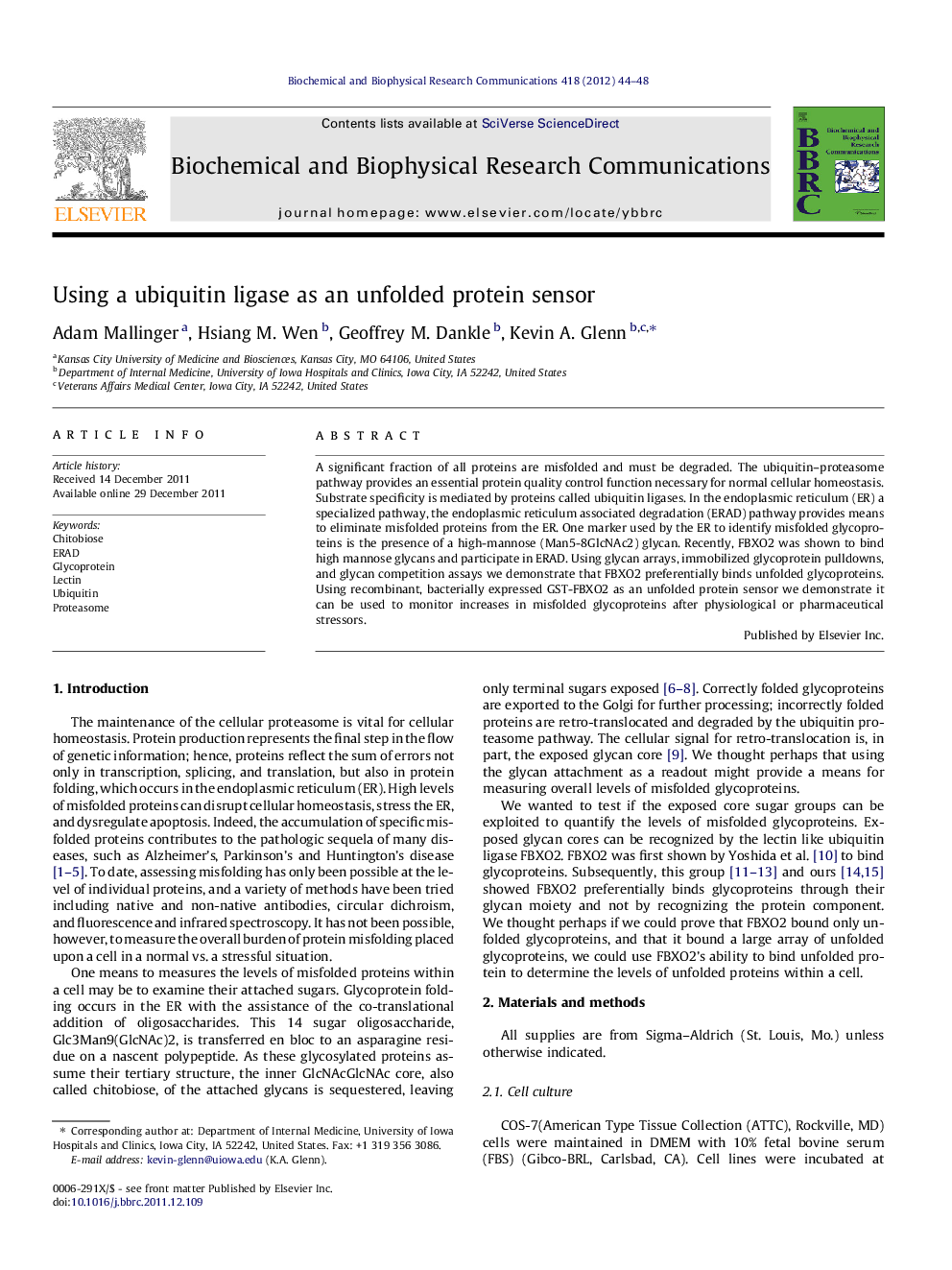 Using a ubiquitin ligase as an unfolded protein sensor