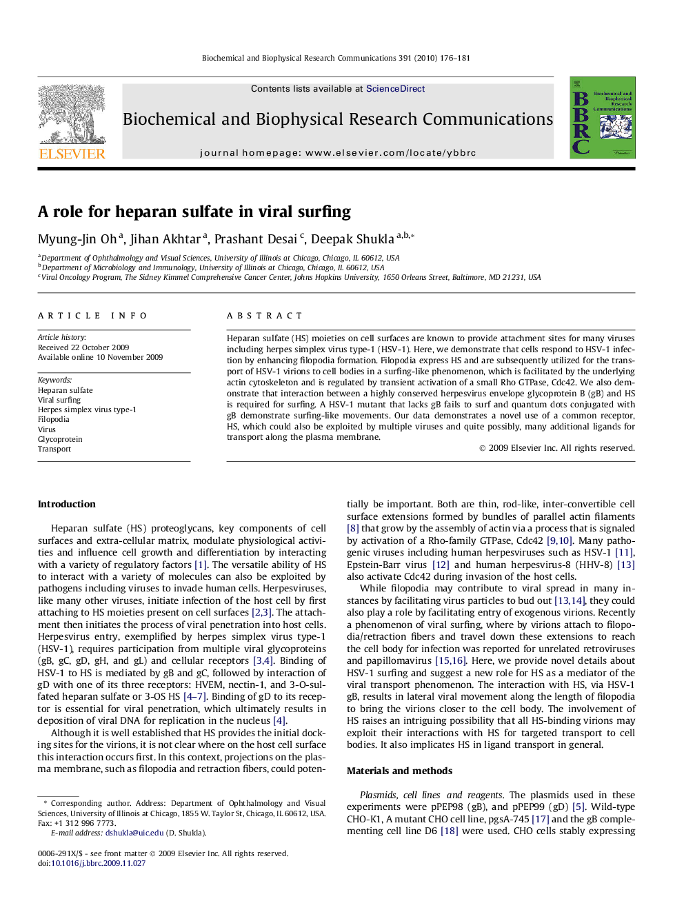 A role for heparan sulfate in viral surfing