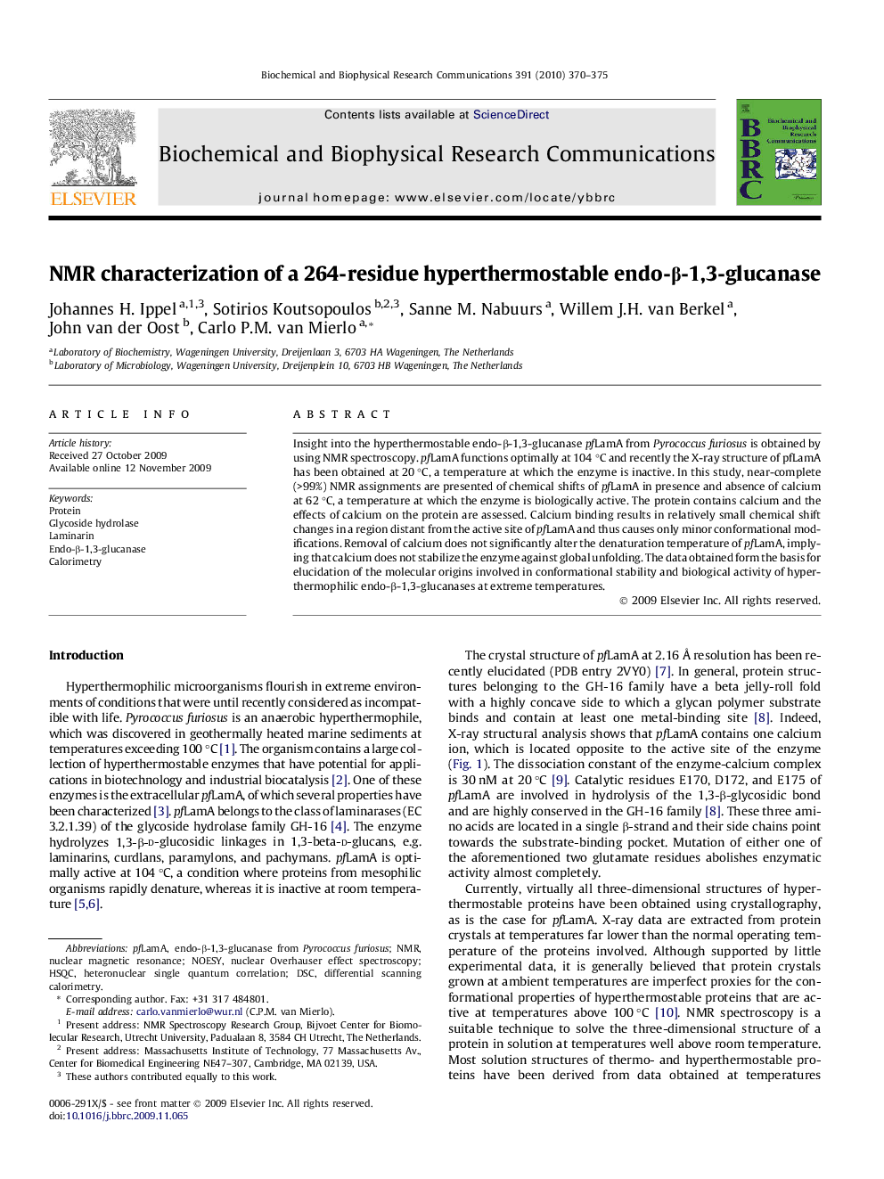 NMR characterization of a 264-residue hyperthermostable endo-Î²-1,3-glucanase