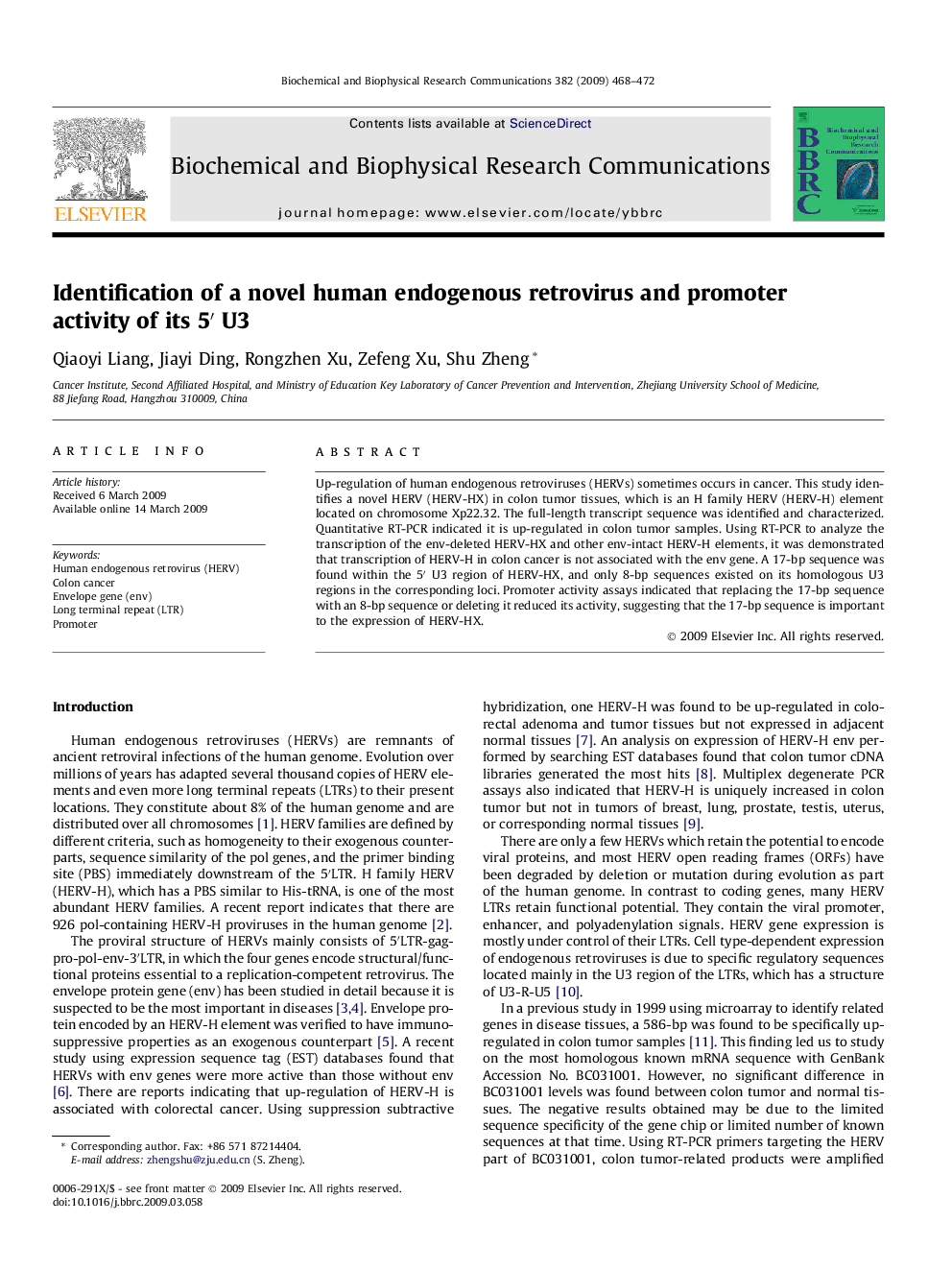 Identification of a novel human endogenous retrovirus and promoter activity of its 5â² U3