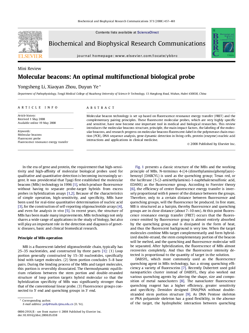 Molecular beacons: An optimal multifunctional biological probe