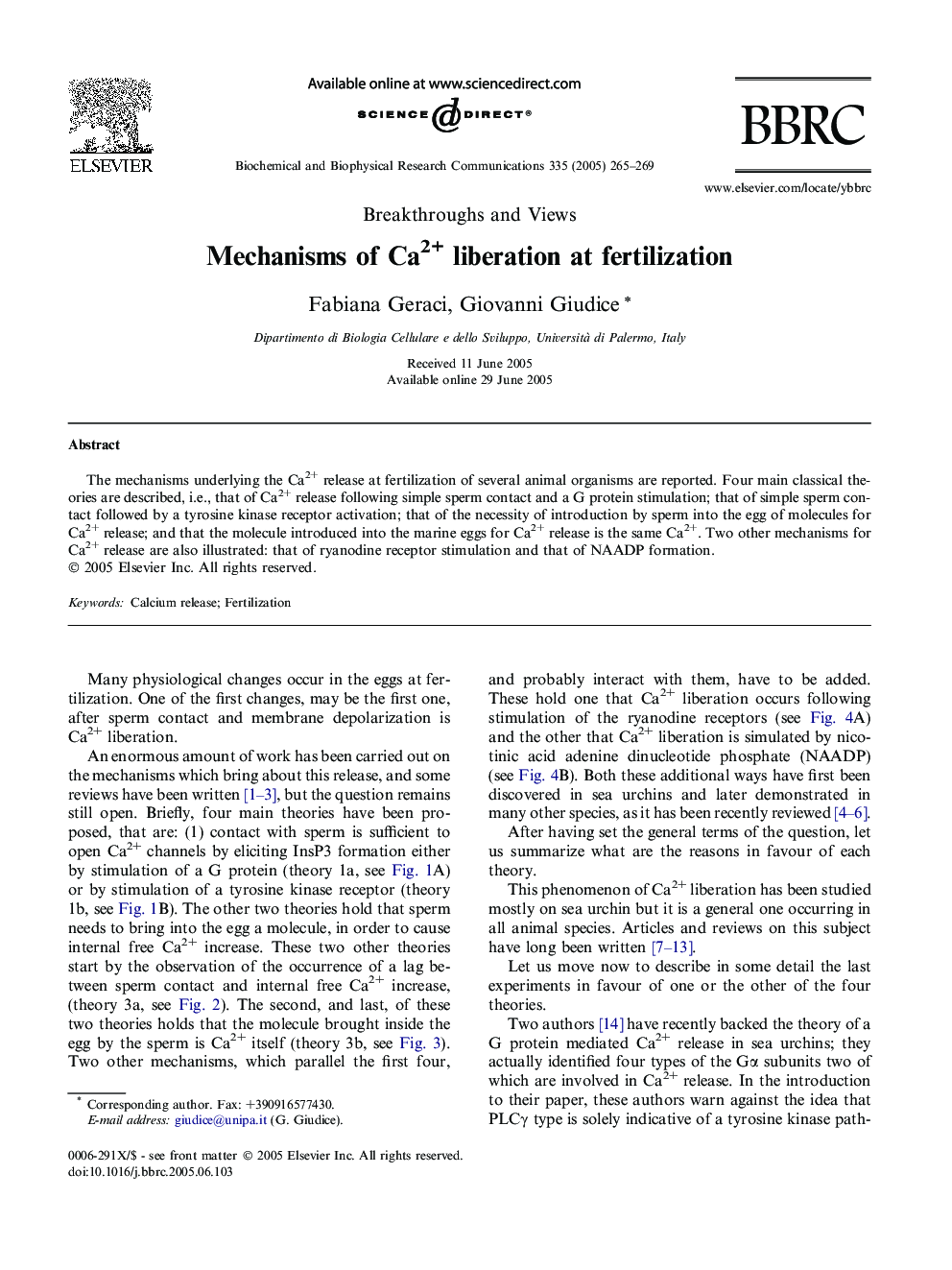 Mechanisms of Ca2+ liberation at fertilization