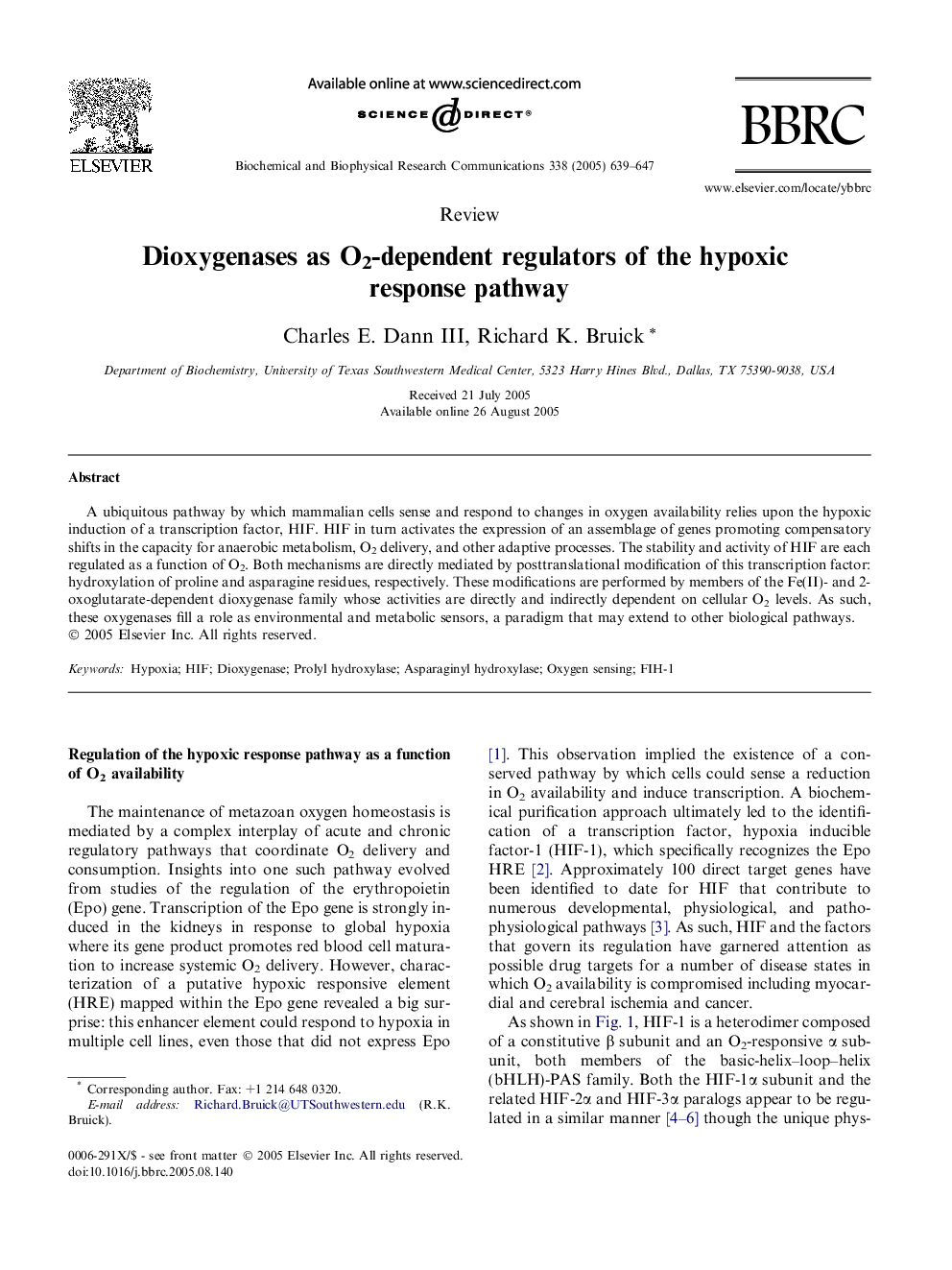 Dioxygenases as O2-dependent regulators of the hypoxic response pathway