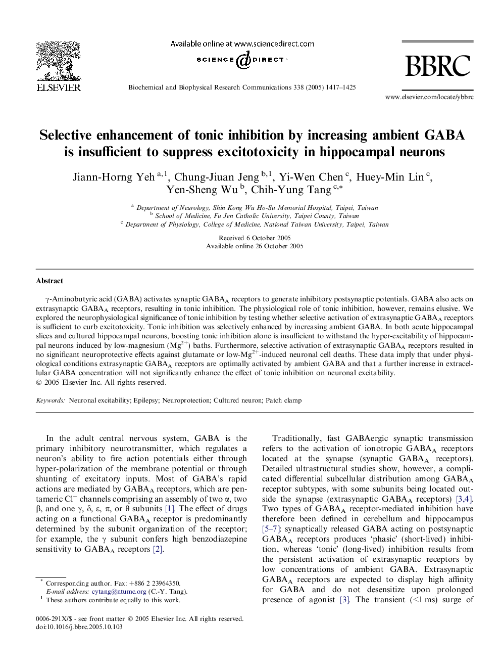 Selective enhancement of tonic inhibition by increasing ambient GABA is insufficient to suppress excitotoxicity in hippocampal neurons