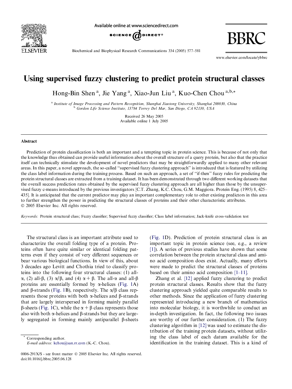 Using supervised fuzzy clustering to predict protein structural classes