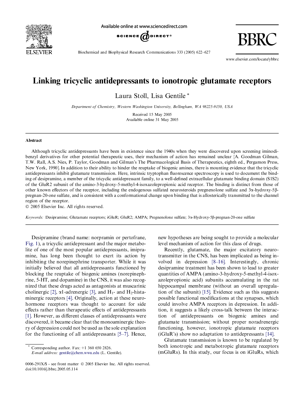 Linking tricyclic antidepressants to ionotropic glutamate receptors