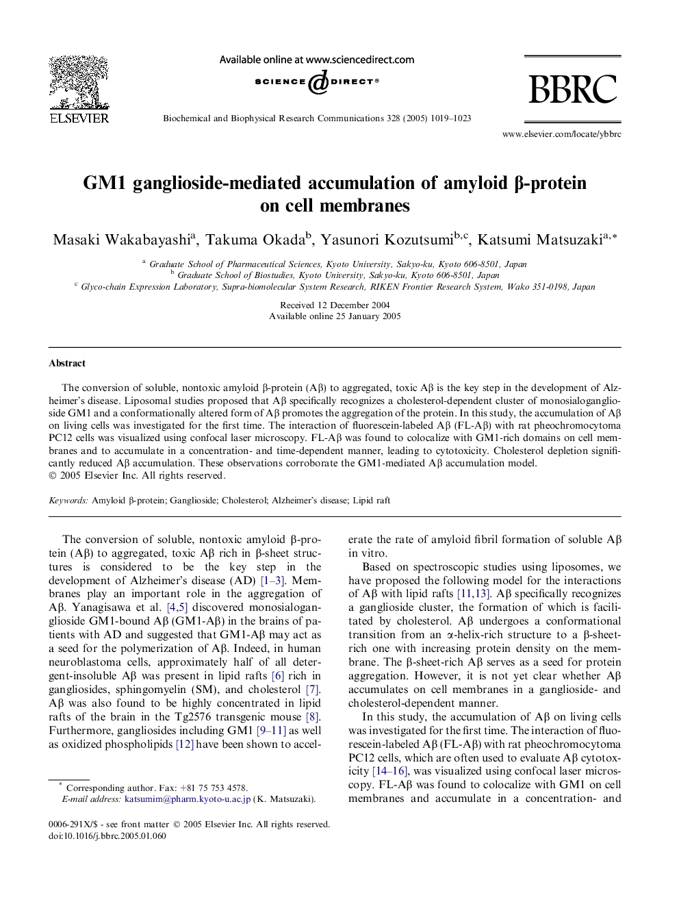 GM1 ganglioside-mediated accumulation of amyloid Î²-protein on cell membranes