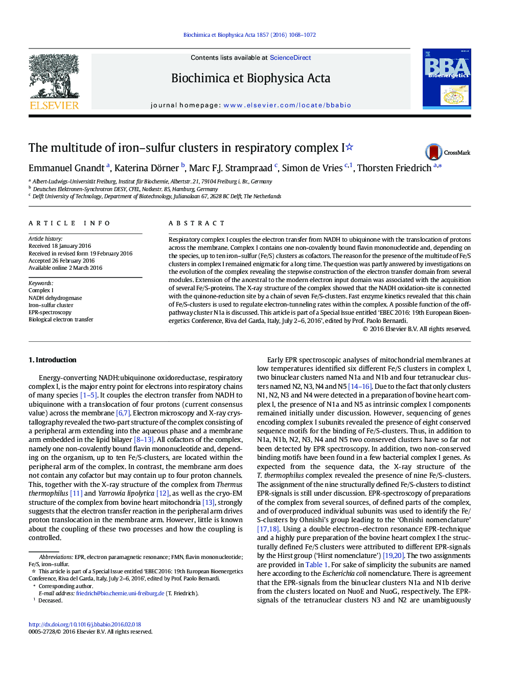 The multitude of iron-sulfur clusters in respiratory complex I