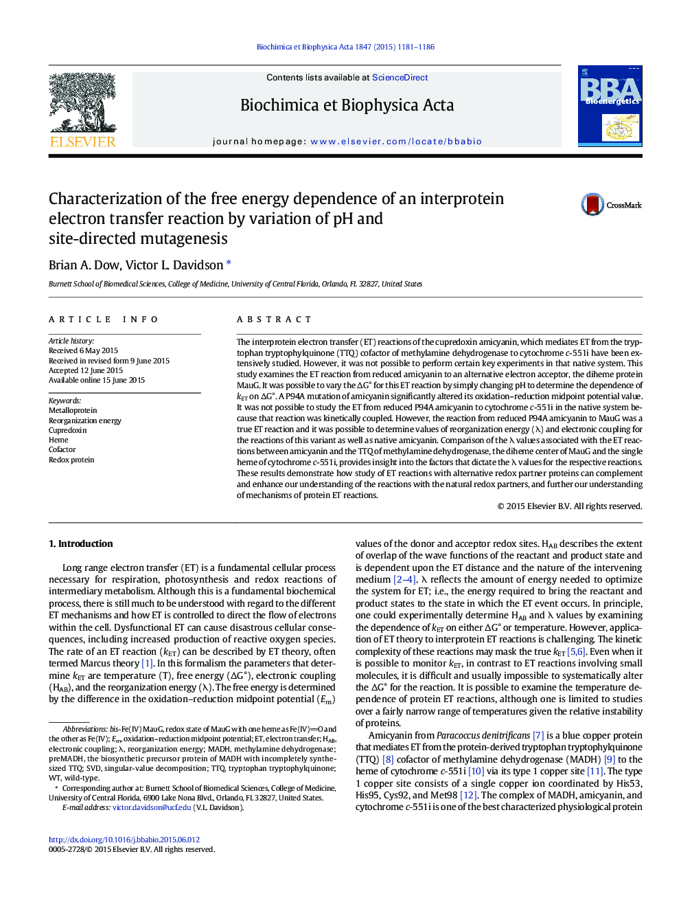 Characterization of the free energy dependence of an interprotein electron transfer reaction by variation of pH and site-directed mutagenesis