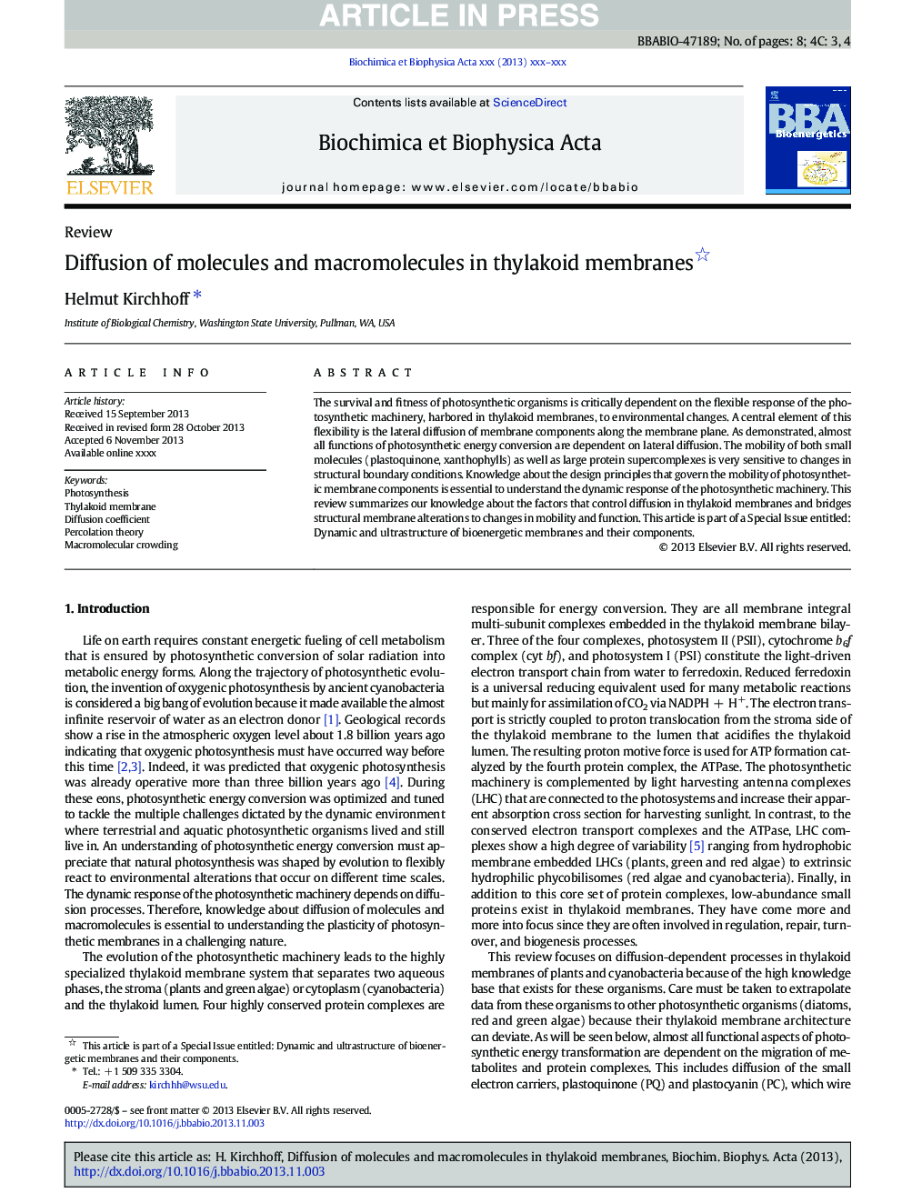 Diffusion of molecules and macromolecules in thylakoid membranes