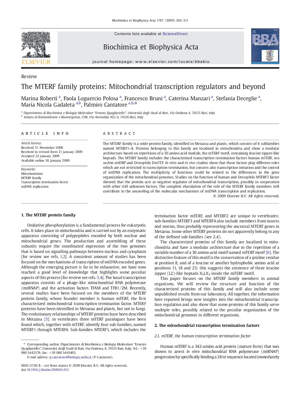 The MTERF family proteins: Mitochondrial transcription regulators and beyond