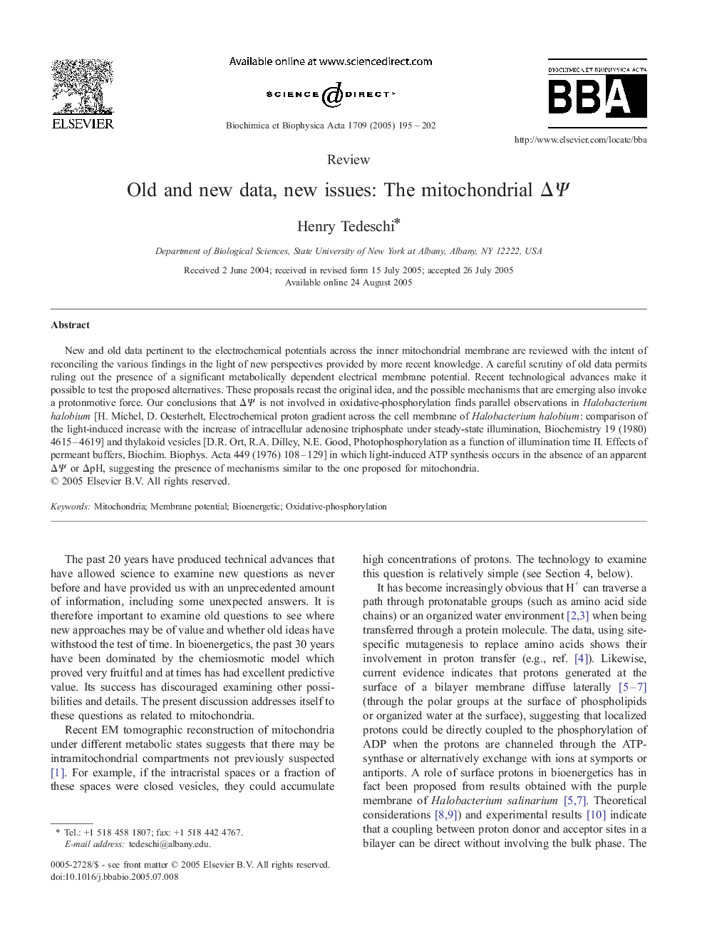 Old and new data, new issues: The mitochondrial ÎÎ¨