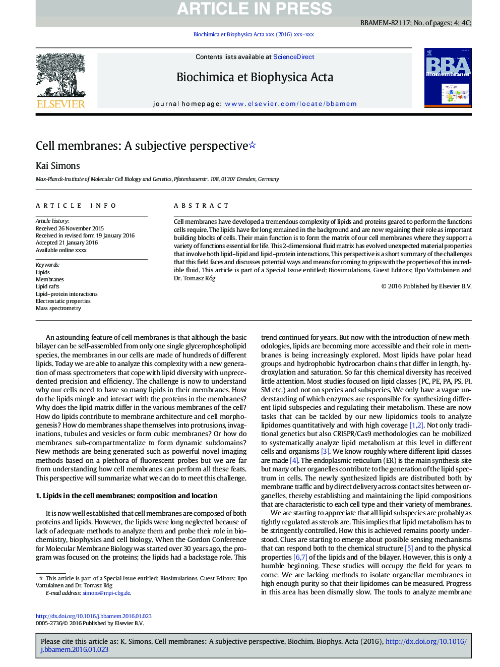 Cell membranes: A subjective perspective