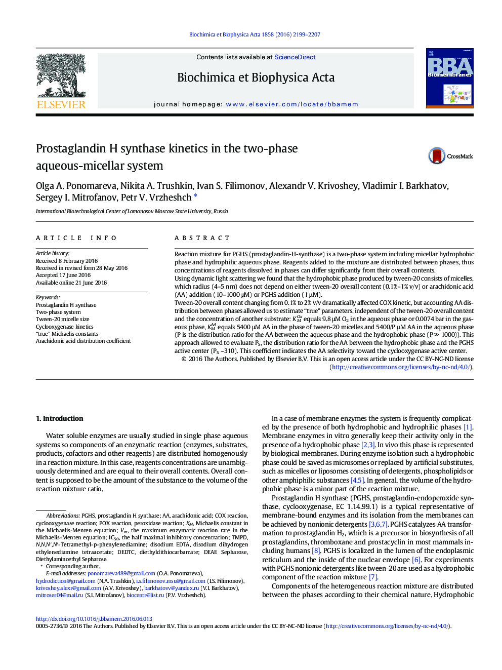 Prostaglandin H synthase kinetics in the two-phase aqueous-micellar system