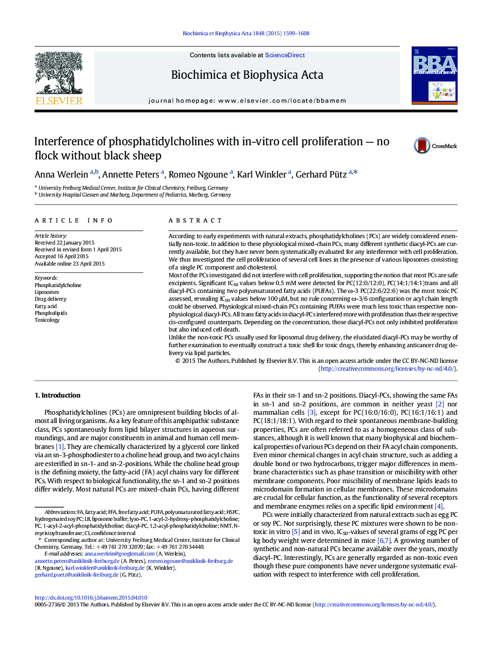 Interference of phosphatidylcholines with in-vitro cell proliferation - no flock without black sheep