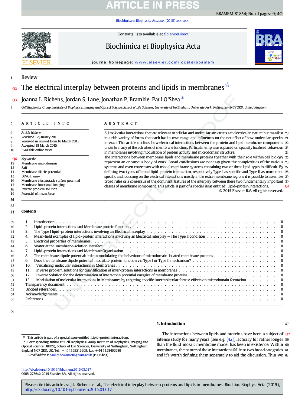 The electrical interplay between proteins and lipids in membranes