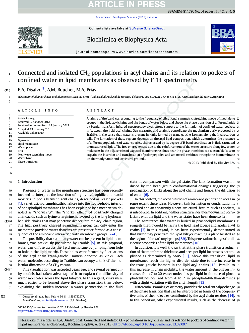 Connected and isolated CH2 populations in acyl chains and its relation to pockets of confined water in lipid membranes as observed by FTIR spectrometry