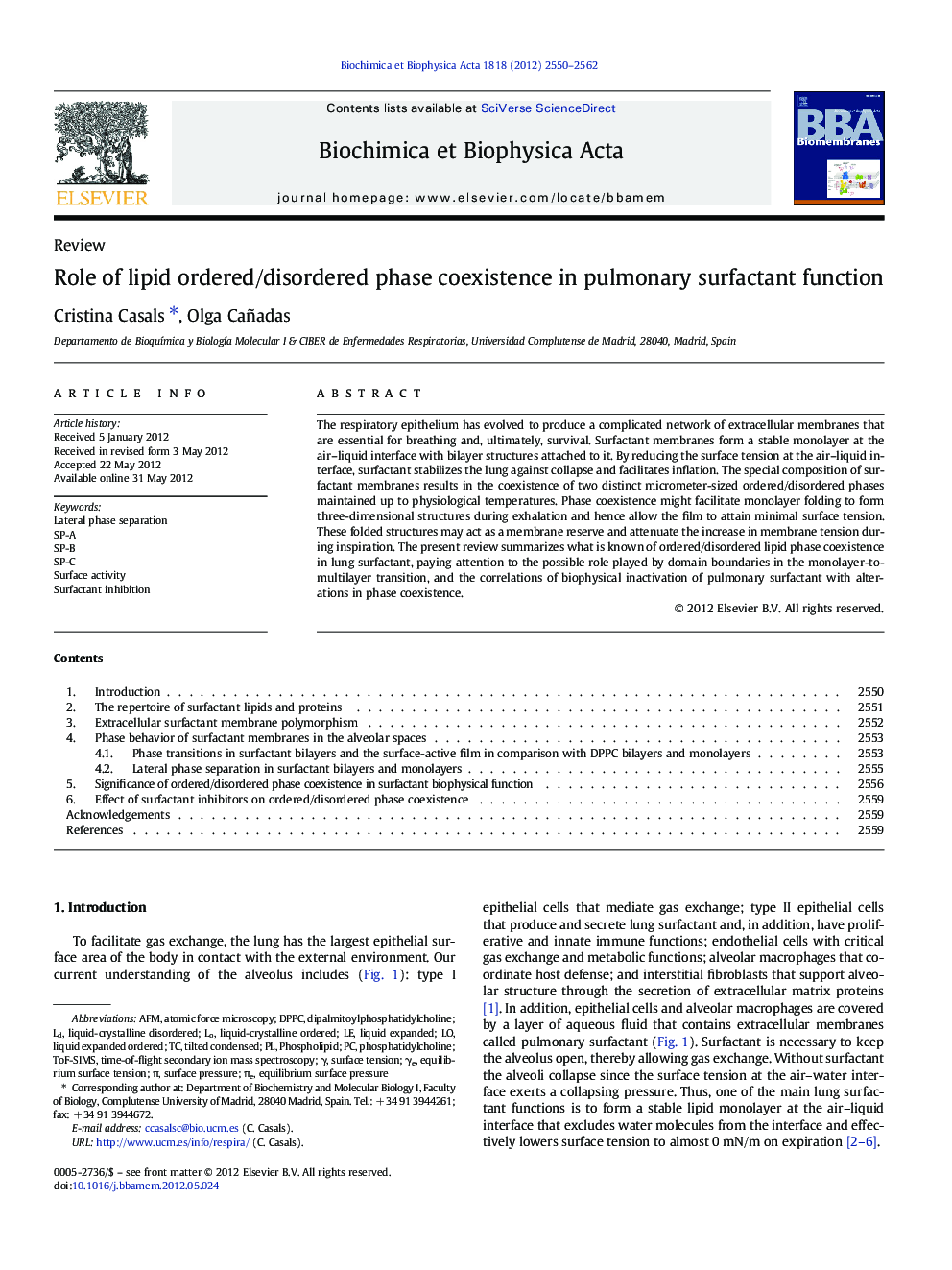 Role of lipid ordered/disordered phase coexistence in pulmonary surfactant function