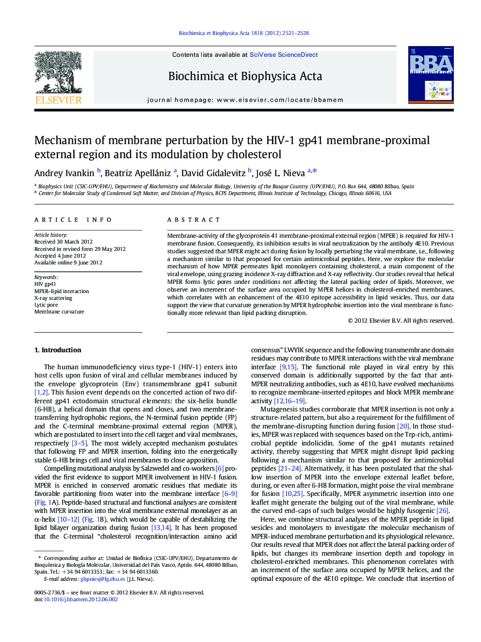 Mechanism of membrane perturbation by the HIV-1 gp41 membrane-proximal external region and its modulation by cholesterol