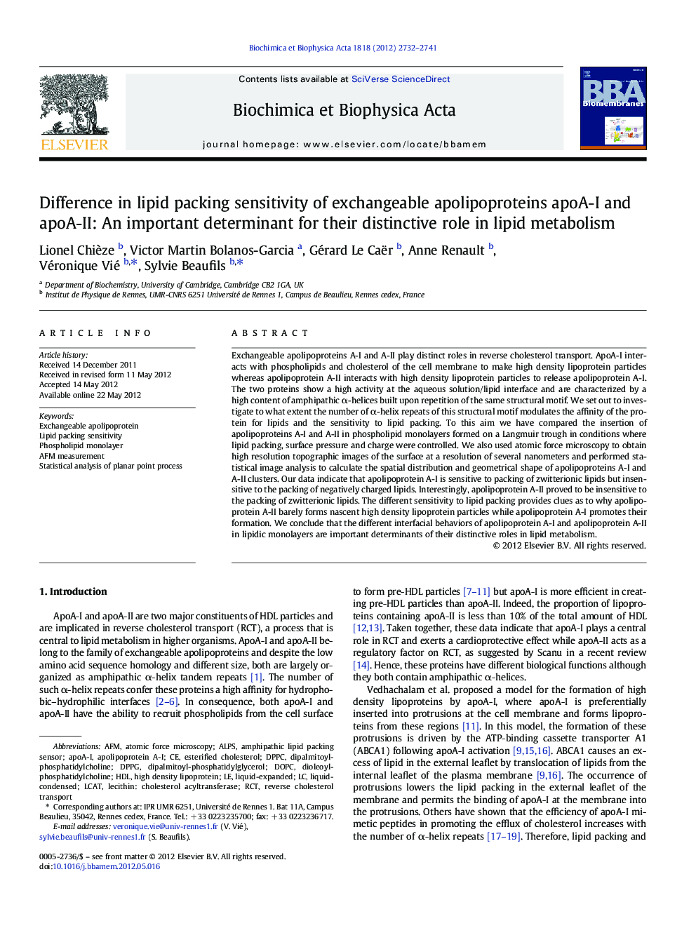 Difference in lipid packing sensitivity of exchangeable apolipoproteins apoA-I and apoA-II: An important determinant for their distinctive role in lipid metabolism