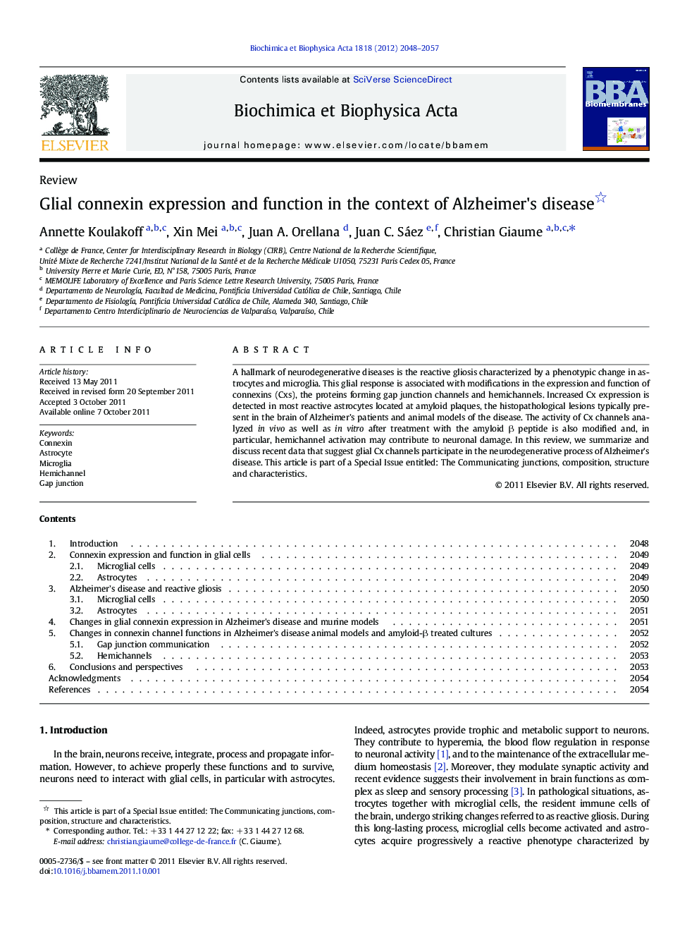 Glial connexin expression and function in the context of Alzheimer's disease