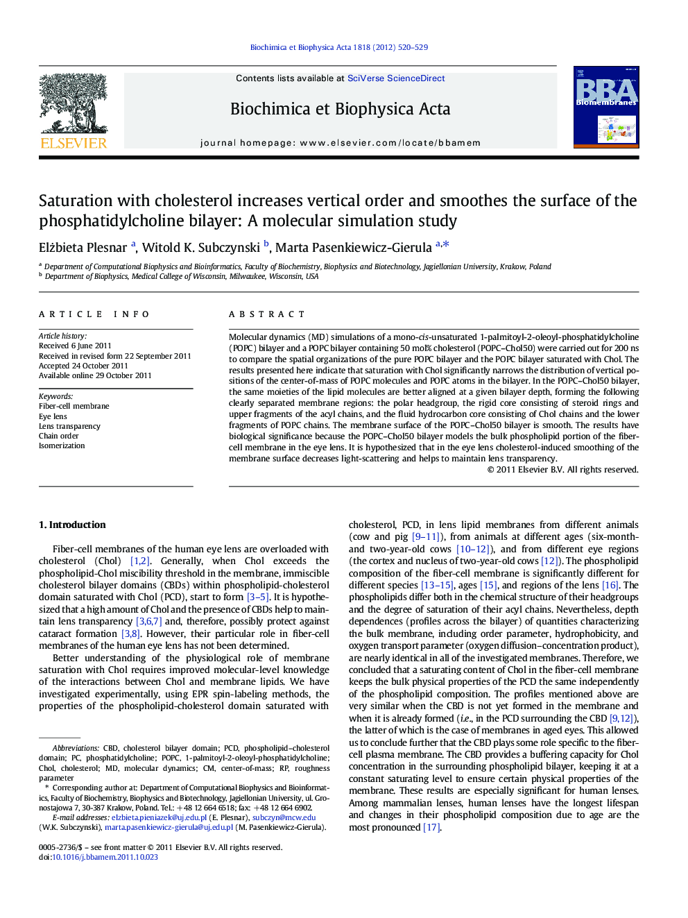 Saturation with cholesterol increases vertical order and smoothes the surface of the phosphatidylcholine bilayer: A molecular simulation study