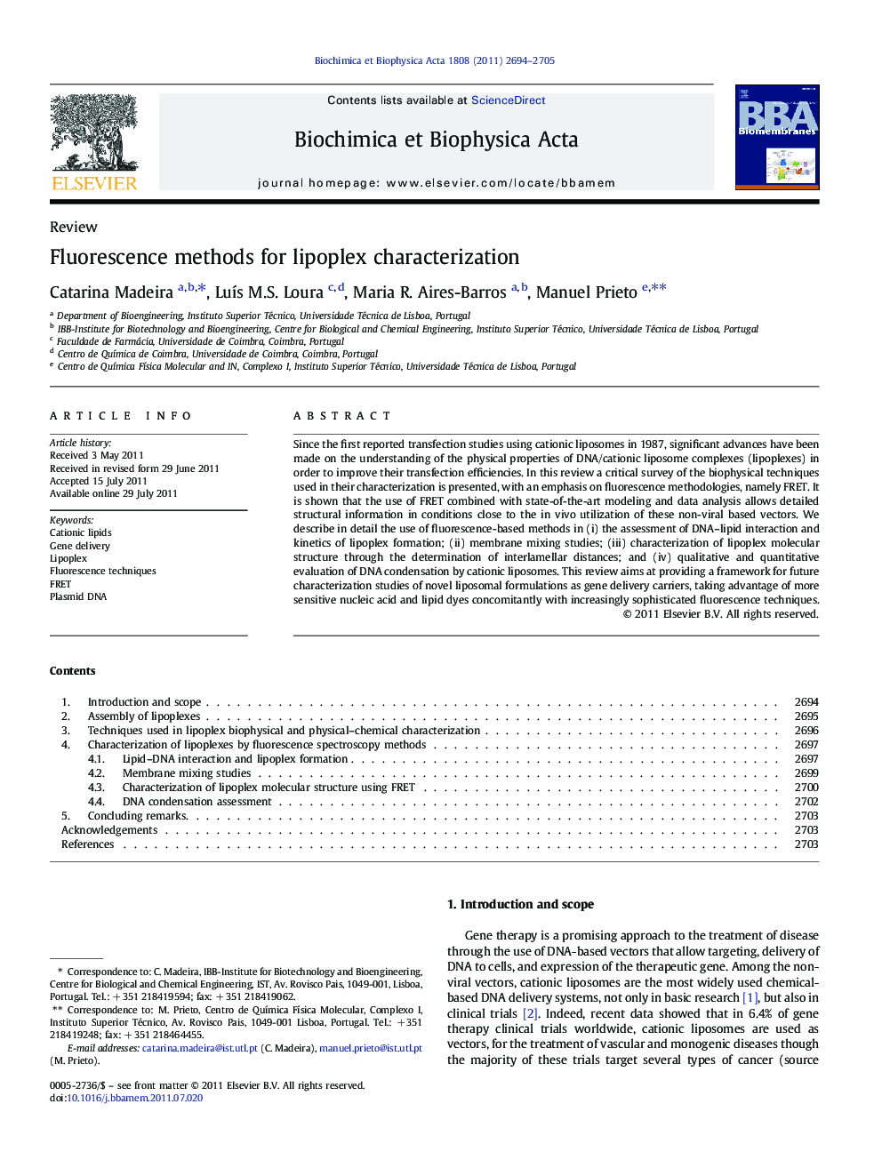 Fluorescence methods for lipoplex characterization