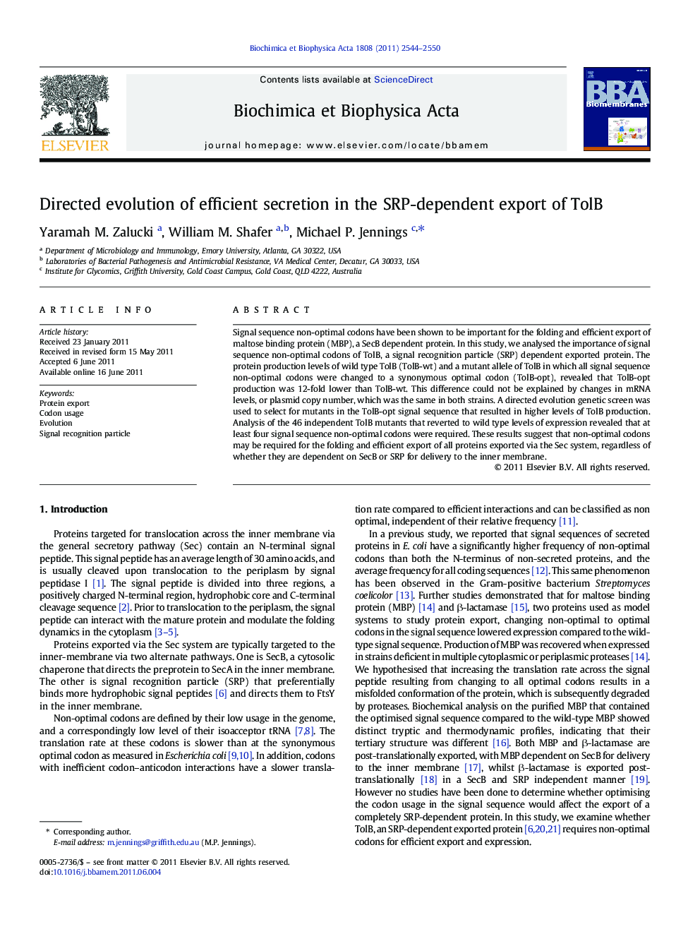 Directed evolution of efficient secretion in the SRP-dependent export of TolB